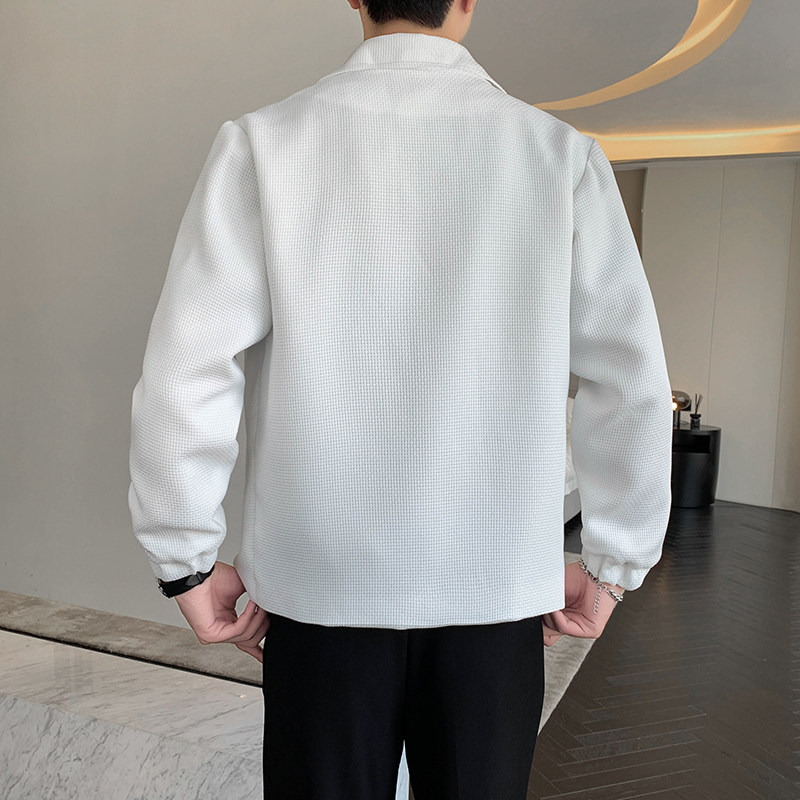 轻熟风春装纯色假两件宽松双排扣夹克上衣B297-1807-P125控16,男装夹克,电商B297