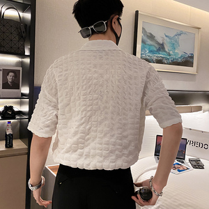 社会轻奢立体格子套头宽松衬衫B29792315-P58控89图片
