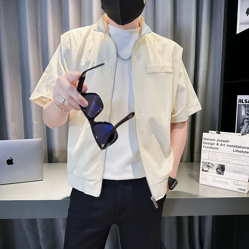 社会轻奢纯色宽松短袖夹克3B297-317-P78，男装夹克，电商B297