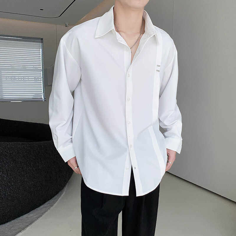 轻熟风铁扣装饰设计感宽松长袖衬衫5B297-335-P68,男装衬衫,电商B297
