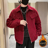 社会轻奢风纯色格子提花雪貂呢厚衣B297-227-特P140控228，男装棉衣，电商B297