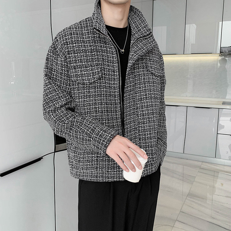 轻熟风格子口袋翻领休闲修身夹克外套B297-7768-P110控148,男装夹克,电商B297