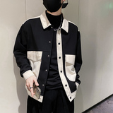社会轻奢纯色大口袋撞色翻领宽松夹克外套B297-207-P115控158，男装夹克，电商B297