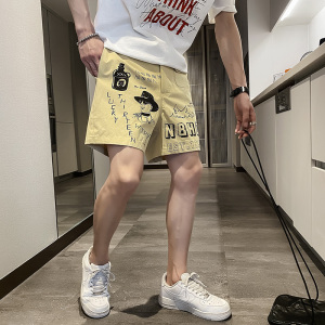 社会风纯色印花沙滩休闲短裤雅痞B297-162-P60控88图片