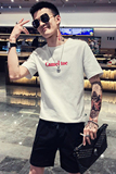 社会风夏款纯色字母印花短袖T恤潮男B297-108-P35，男装T恤，电商B297