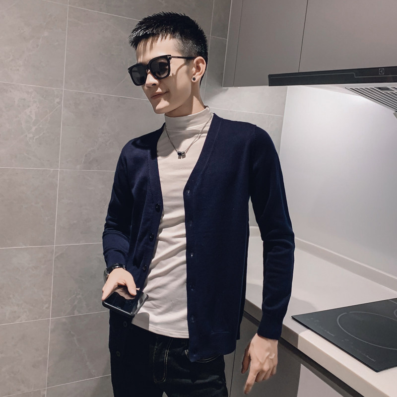 社会风纯色修身韩版针织开衫上衣B297-135-特图片