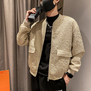 社会风春季纯色立体花纹长袖立领休闲夹克B297-7738-P110控149图片