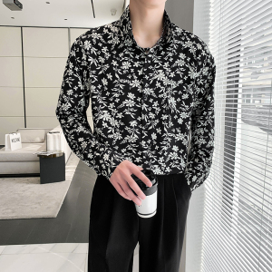 轻熟风蝙蝠袖宽松碎花衬衫B297-2308-P58控78图片