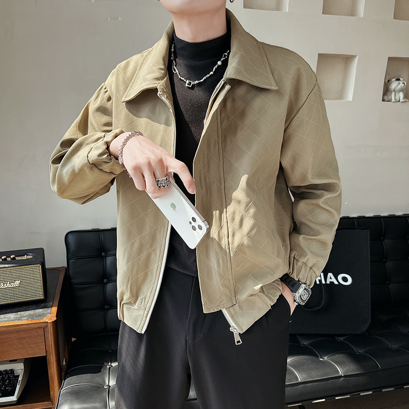 雅痞风绗线纯色翻领宽松休闲夹克B297-1801-P115控158，男装夹克，电商B297