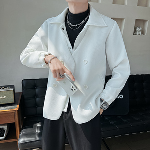 雅痞风纯色假两件宽松休闲双排扣夹克上衣B297-1807-P125控168图片