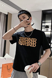 社会风纯色修身创意字母印花休闲T恤上衣B297-221-P35控58，男装T恤，电商B297
