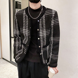 社会轻奢风纯色格子无领加厚纽扣衣B297-7758-P130控168，男装棉衣，电商B297
