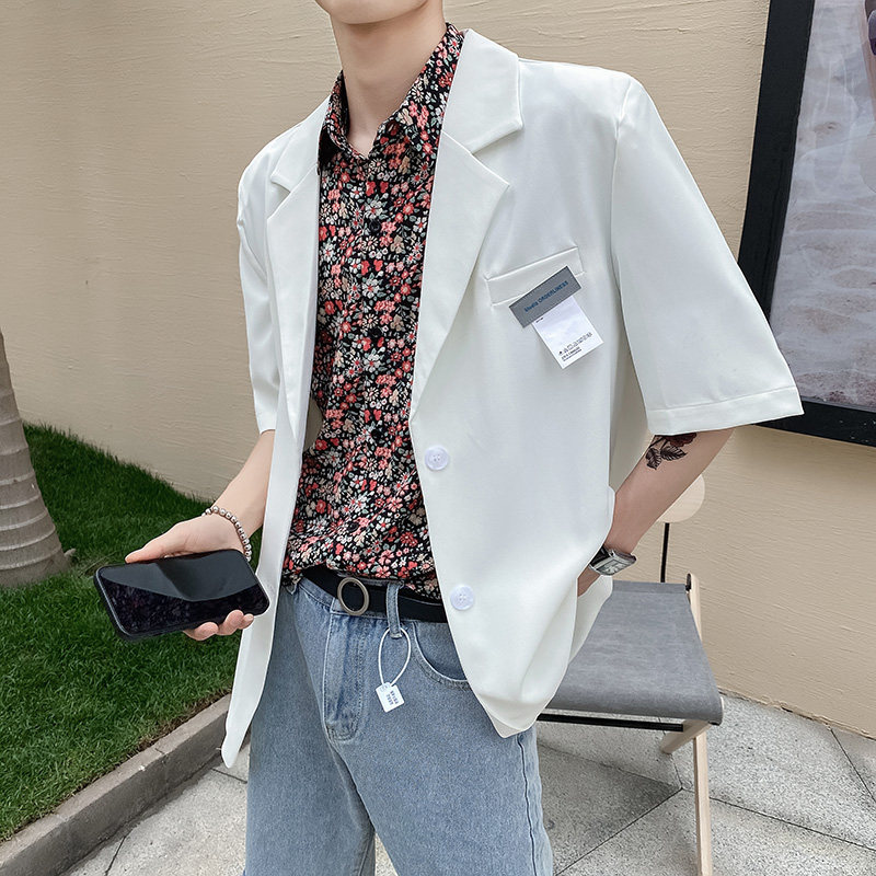 社会风夏宽松纯色贴标休闲西装夹克外套B297-7711-P75控105,男装夹克,电商B297