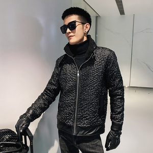 社会风纯色亮皮新工艺压花PU皮加绒衣B297-2816-P150控208图片