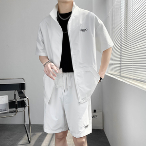 轻熟风纯色刺绣中袖短裤宽松两件套装B297-7727-P105控148图片