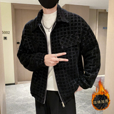 社会轻奢风纯色格子提花雪貂呢厚衣B297-227-特P140控228，男装棉衣，电商B297