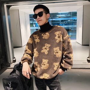 社会风羊羔绒提花圆领卫衣咖啡熊B297-2817-特P80控113图片