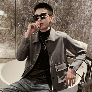 社會(huì)輕奢春秋純色立領(lǐng)修身大口袋夾克外套B297-2805-P88控108圖片