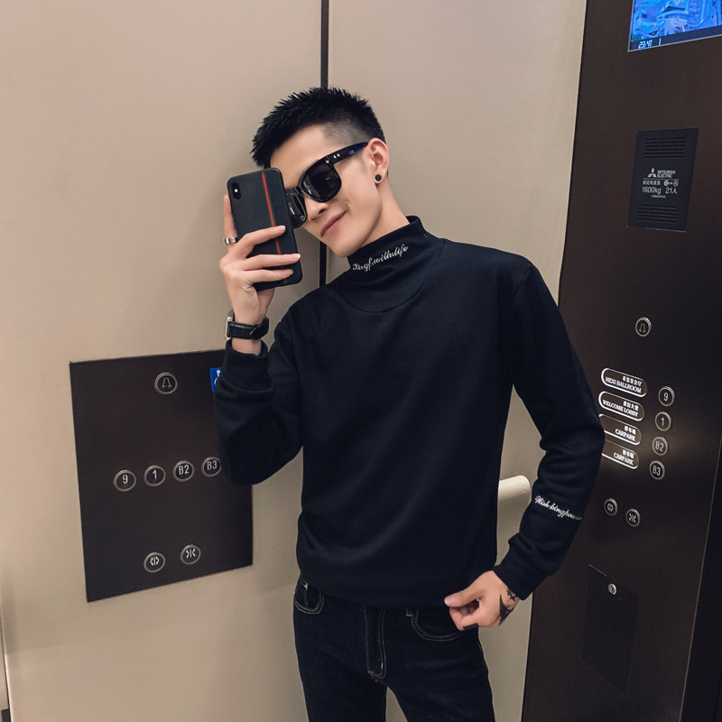 社会风纯色套头半高领刺绣打底卫衣B297-D01-特P55,男装卫衣,电商B297