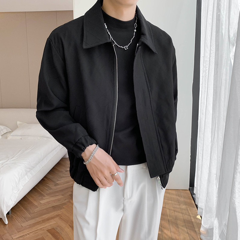 轻熟风绗线纯色翻领宽松休闲夹克外套B297-1801-P115控158，男装夹克，电商B297