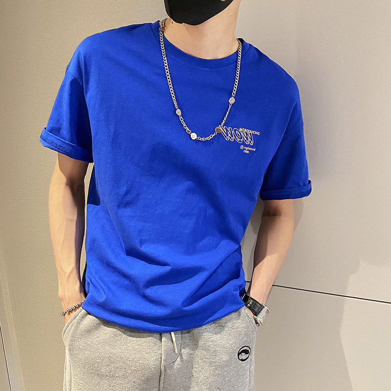 社会风后背街头英文印花宽松T恤百搭B297-157-P35控58图片