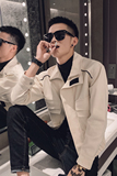 雅痞风春秋纯色魔术贴翻领宽松长袖夹克痞帅B297-1903-P105控138，男装夹克，电商B297