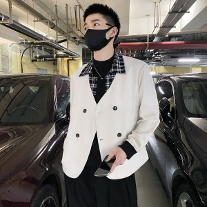 雅痞风纯色假两件翻领双排扣休闲夹克B297-7763-P110控148图片