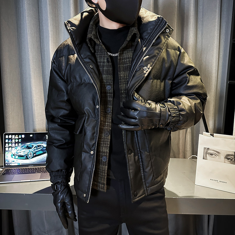 社会轻奢直播原版假两件PU皮面包服棉衣B297-311-特P140图片