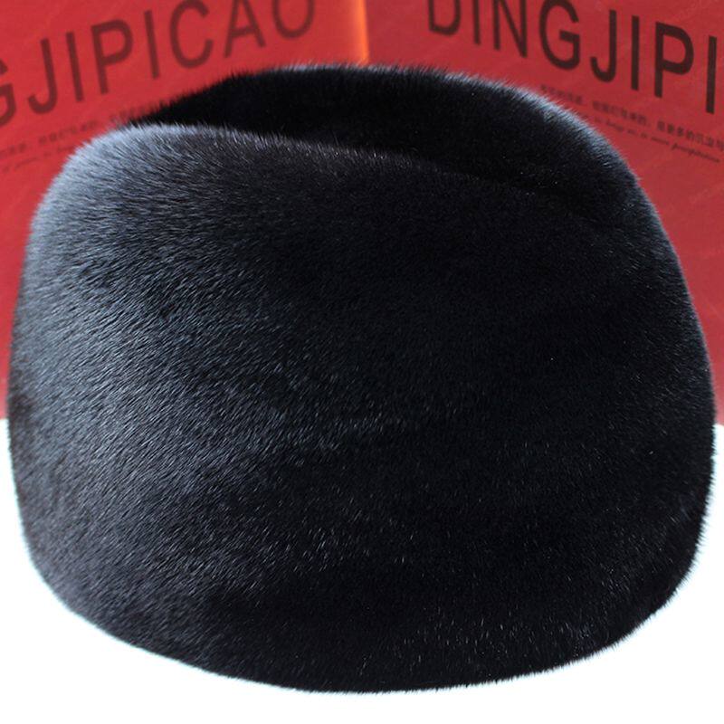 进口水貂皮帽子男中老年冬季貂毛总统帽皮草帽整貂瓜皮棉帽地主帽