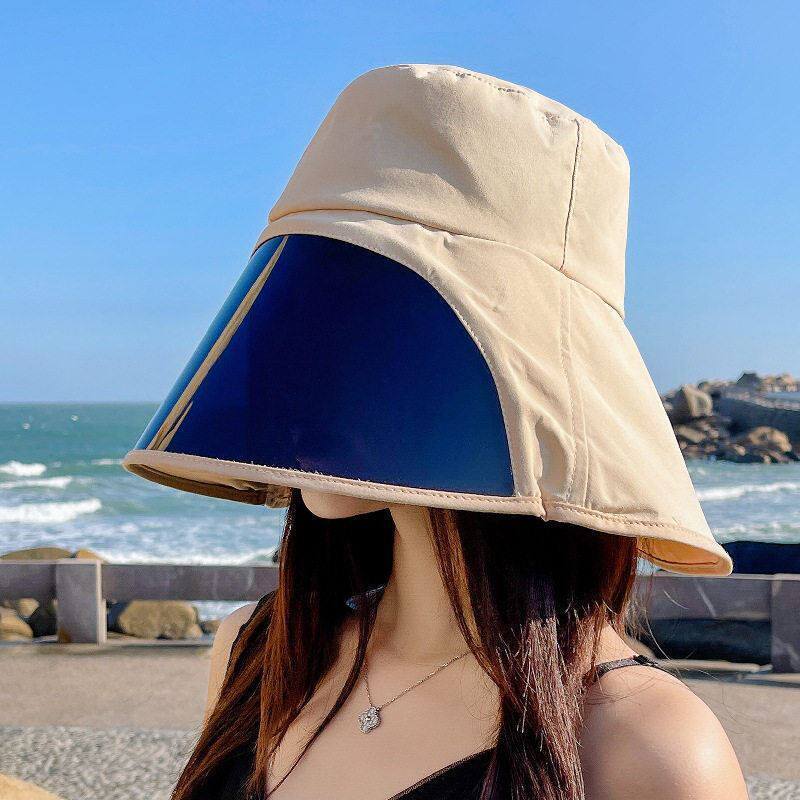 夏天太阳帽防紫外线防晒帽骑车遮阳女开车电动车遮脸面罩男吹不翻
