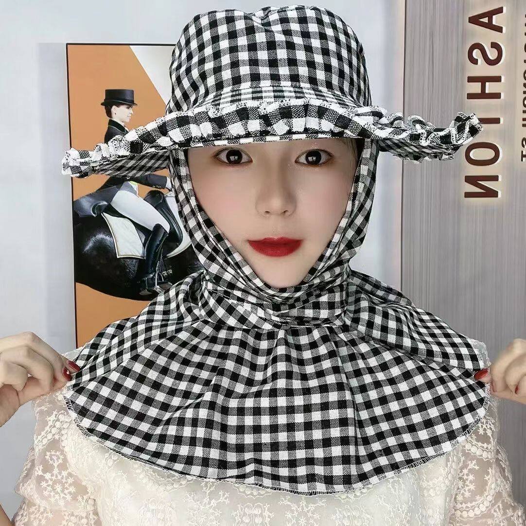防晒帽子女夏新款防紫外线太阳帽遮脸护颈防尘透气骑车下地干活帽