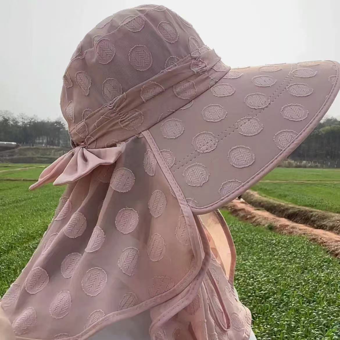 采茶帽女防晒帽子高档防晒帽防紫外线帽子遮阳帽干农活时尚太阳帽