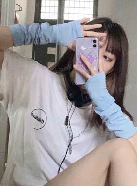 jk袖套辣妹防晒手袖冰袖女防紫外线搭配ins原宿风宽松冰丝手臂套