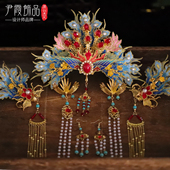 明制汉服头饰新款 秀禾服新娘凤冠霞帔中式 婚礼发冠汉婚配饰凤钗