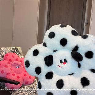 可爱波点猫咪抱枕靠垫抱睡彩猫公仔毛绒玩偶斑点狗靠枕坐垫大耳兔