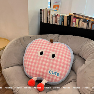 可爱多巴胺格子苹果抱枕毛绒玩具公仔玩偶沙发靠垫布娃娃送人礼物