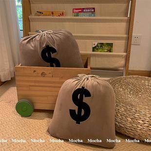 网红创意发财钱袋抱枕毛绒玩具客厅沙发靠枕床头靠垫送人生日礼物