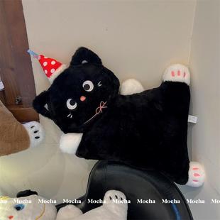 网红可爱黑猫毛绒玩具猫咪抱枕公仔娃娃礼物玩偶床上靠垫陪睡女生