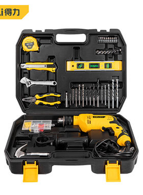 得力（deli)冲击钻套装多功能电动螺丝刀工具116件套DL60114K0008