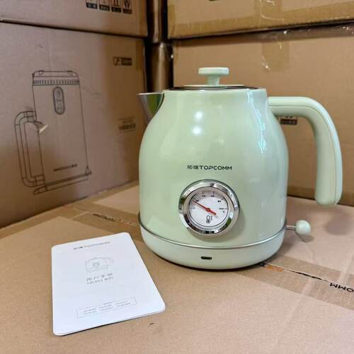 拓璞烧水壶家用1.7L大容量电热水壶304不锈钢内胆烧水壶DK463复古