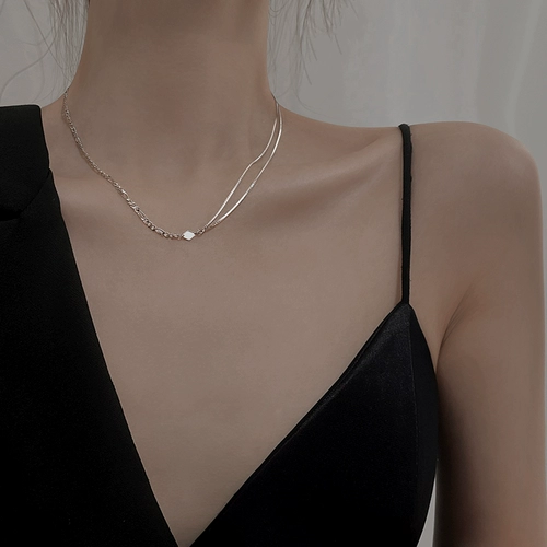 Небольшое ожерелье, дизайнерская брендовая цепочка до ключиц, аксессуар в стиле хип-хоп, легкий роскошный стиль, тренд сезона, серебро 925 пробы