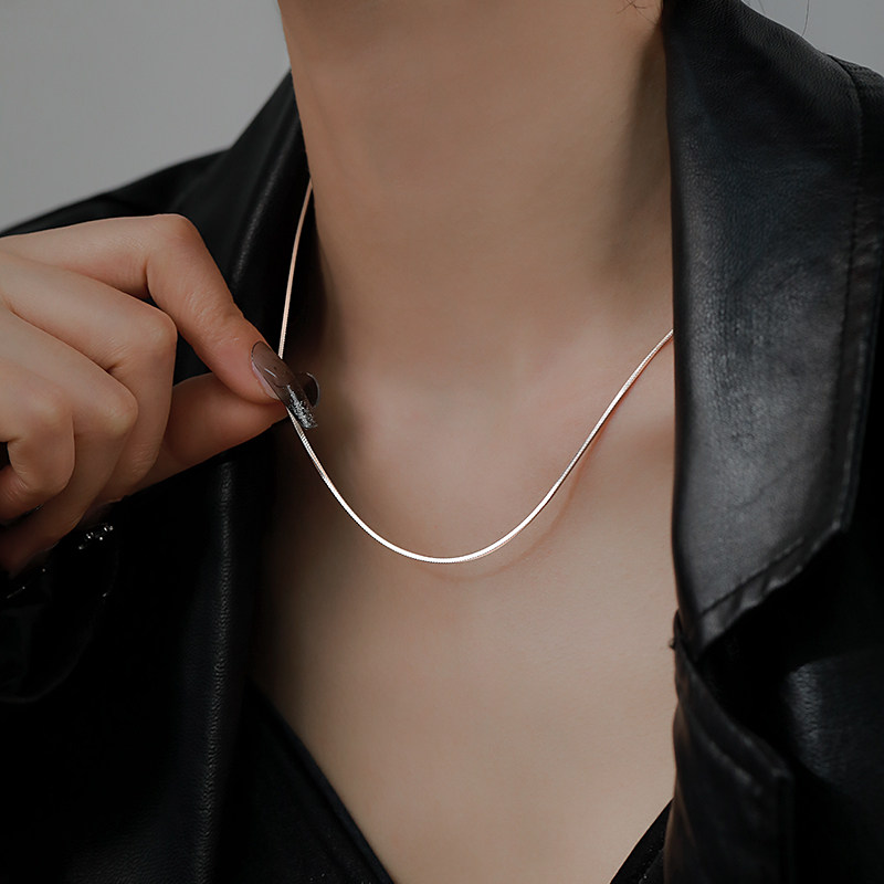 CUOOYINO初影纯银蛇骨素链项链女