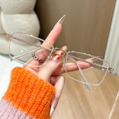 时尚 防蓝光半框方形近视眼镜男女通用金属镜架大脸显瘦可配近视镜