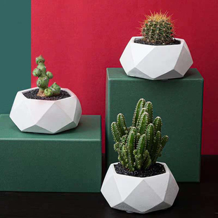 水泥花盆模具圆形北欧风六边形花盆硅胶模具不涨肚做硬胶盆栽磨具