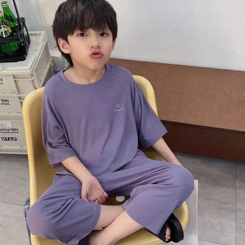 儿童夏季云感艾草九分裤套装