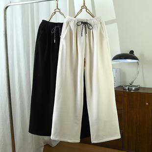 条绒加厚阔腿裤 灯芯绒加绒直筒裤 慵懒风宽松百搭韩系垂坠抽绳长裤