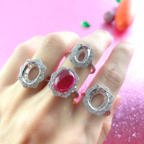 s925纯银豪华款戒指托女戒指空托