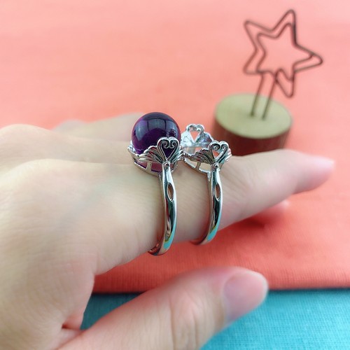 s925纯银圆珠戒托时转运戒指天鹅