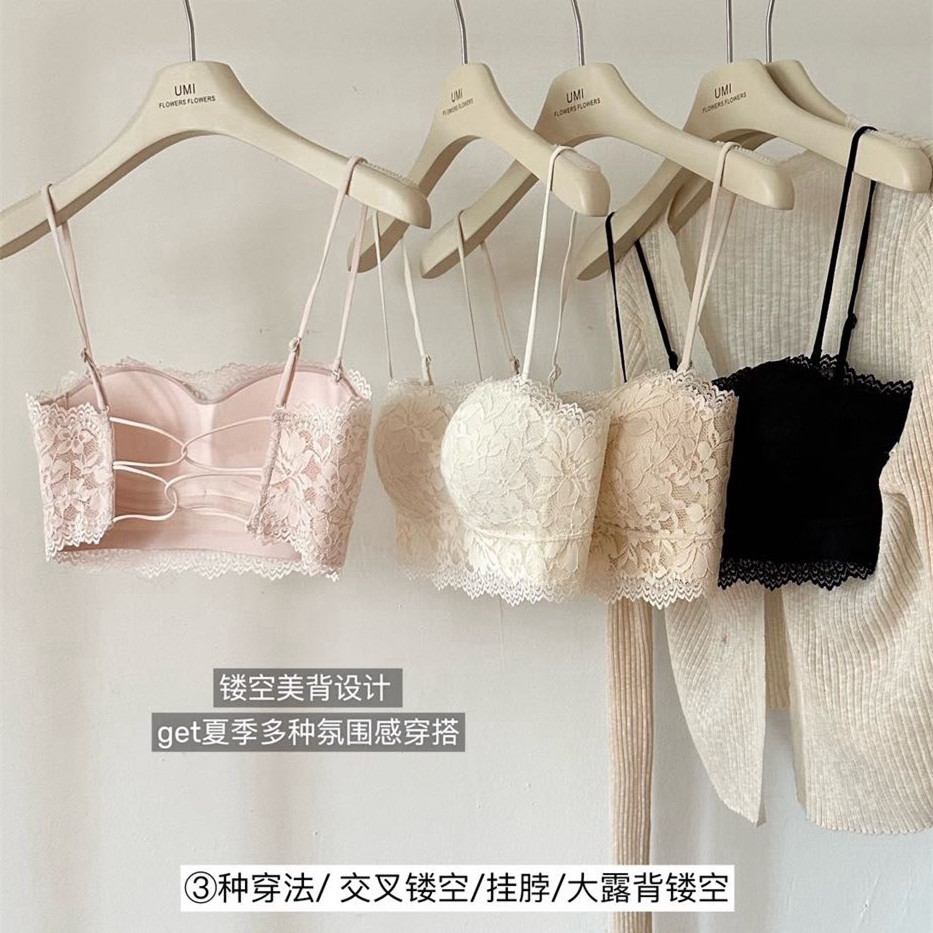 纯欲蕾丝抹胸交叉镂空美背夏日女