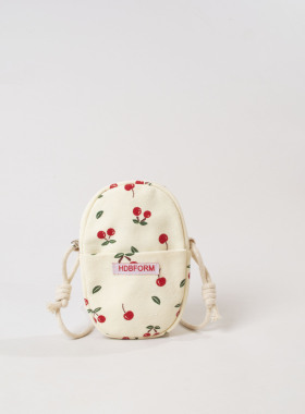 日韩夏季新款帆布小包斜挎包简约印花女式迷你手机包小众布艺布包